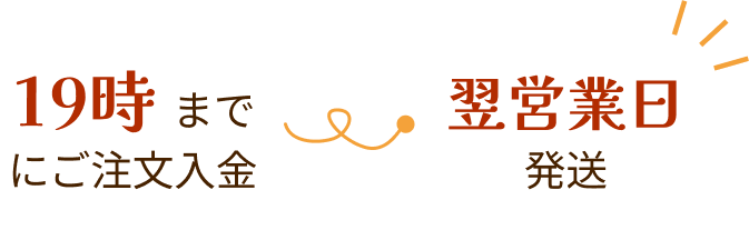 19時までにご注文入金で翌営業日発送